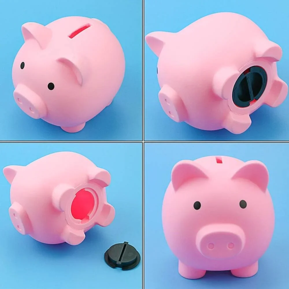 2 Pack Plastic Cute Pig Money Bank,Unbreakable Piggy Saving Money Box Coin Bank - Picture 5 of 6